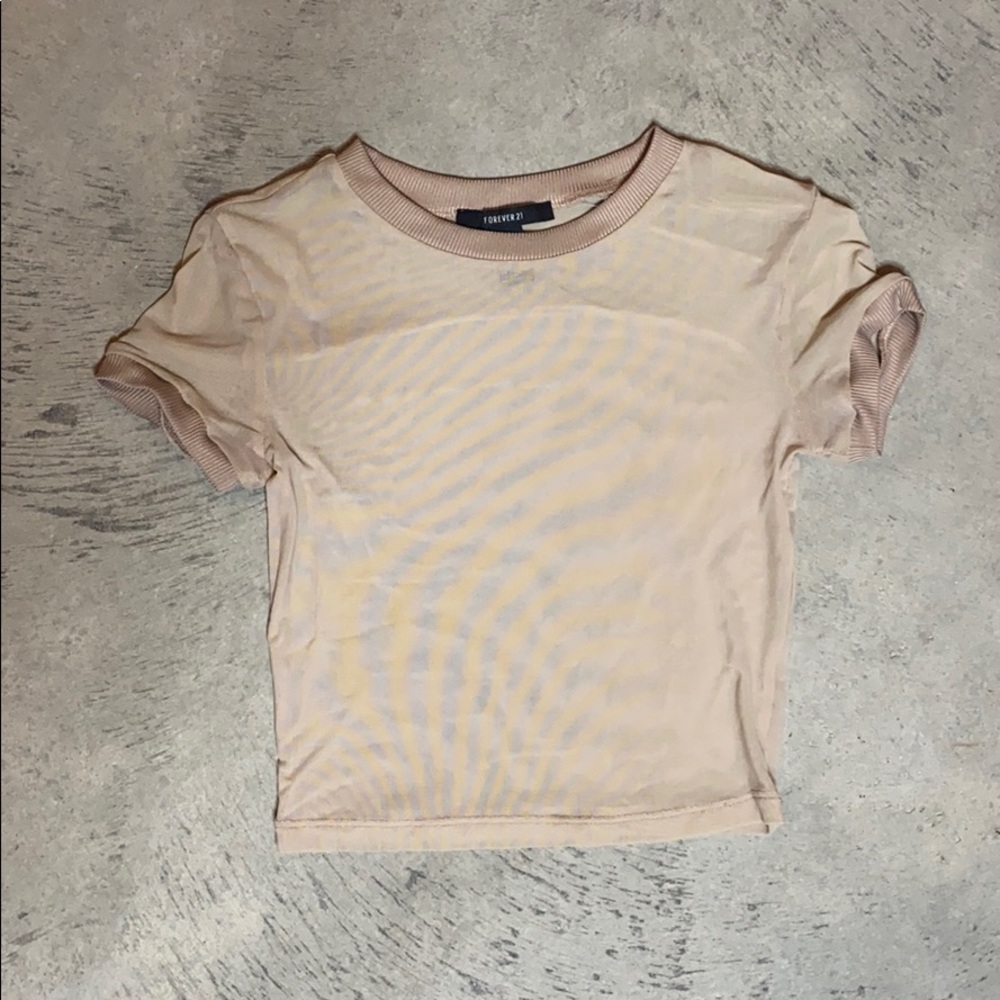 Mesh, see through cap sleeve crop top